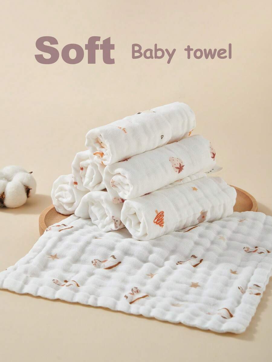 10/8/5/3件套婴儿纯棉六层纱布浴巾，新生儿浴巾，儿童面巾 - 彩色 - 查看 1