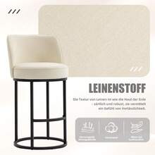 Barstools - สีเบจ + ผ้าลินิน - ดู 3
