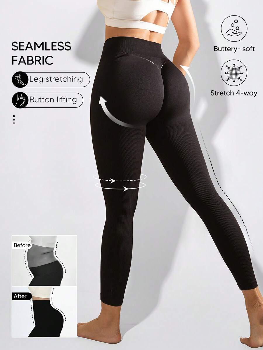 1 pieza Leggings moldeadores negros para mujer, control de abdomen, levantamiento de glúteos, adelgazamiento de muslos, pantalones moldeadores de longitud media, adecuados como capa base