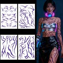 4 Sheet Kpop Arm Body Purple Lightning Tattoo Sticker Waterproof Lasting Temporary Tattoo - Multicolor - View 9