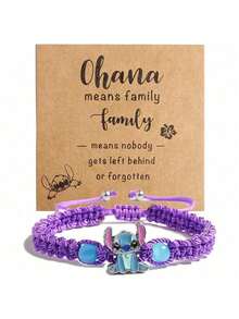 1条可爱卡通史迪奇吊坠编织手链，经典时尚水晶串珠手链，男女皆宜，蓝色史迪奇设计，派对礼物配饰，卡通风格友谊手链，新款奢华女士手链配饰 - 彩色 - 查看 6