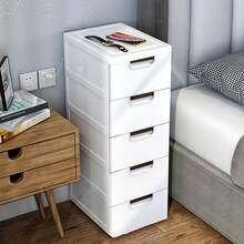 Plastic Drawers Dresser Storage Cabinet With Wheels,5 Drawer Stackable Vertical Clothes Storage Tower,Organizer Unit For Bathroom Entryway Bedroom Living Room,White - 白色 - 查看 1