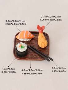 5-Piece Mini Simulation Japanese Food Decorations Sushi Model Cartoon Cute Tray Chopstick Ornament DIY Scene Decoration Accessories - Mô hình trang trí đĩa sushi - Xem 15