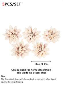 5pcs Artificial Gerbera And Chrysanthemum Flowers, Wedding Decor, Fake Plants Indoor Decoration For Autumn, DIY Candy Box, Party Gifts, Decorations, Bride Wrist Corsage, Flower Box, Matching Home Decor, Valentine's Day, Mother's Day Gifts, Flower Box Materials, New Year Decoration - Light Brown - View 2