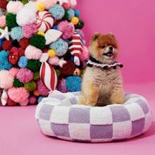 Donut Medium Dog Bed - Round Cat Beds For Indoor Cats Calming Bed Present For Pets, Cute Modern Beds With Jacquard Shaggy Pl 11ush & Anti Slip Bottom, 30 Inch, Purple - 薰衣草色 - 查看 8