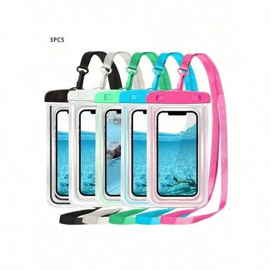 3/1pc Waterproof Phone Case, Casual Waterproof Phone Pouch Cellphone PVC Bag For Vacation Beach Sports Bag School Supplies School Stuff For School For Student - 彩色 - 查看 1