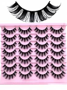14 Pairs Cartoon Mink Eyelashes, Cat Eye Lashes, Natural Full False Eyelashes, Thick Lashes Extension, Travel Makeup Tools, Fluffy Soft Lash Strips, Dramatic Lashes, Suitable For Daily, Wedding, Date, Party, Music Festival And Halloween - 自然纖長款 - 查看 2