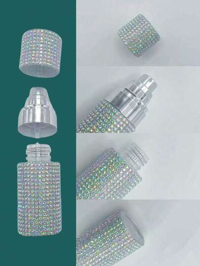 1Pc Sparkly Rhinestone Portable Perfume Atomizer, Luxury Glittery Cylindrical Design, Refillable Travel Spray Bottle For Fragrance, Ideal For Valentine's Day & Daily Use