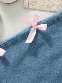 3pcs Baby Girls' Casual Loose Pink Round Neck Butterfly Print Short Sleeve T-Shirt, White Spaghetti Strap Top, And Straight Leg Denim Pants Set, Summer - Pink - View 4