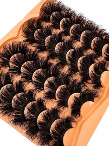 14 Pairs Of Dense, Elegant D-Shaped Curled False Eyelashes, Natural Looking Soft And Fluffy Faux Mink Lashes 3D False Eyelashes Russian Curl Dramatic Messy Mink Lashes Smart Full Lash Strip Lengthening And Curling Makeup Beauty Reusable For Daily And Party, Can Be Used As Gifts - 濃密款 - 查看 7