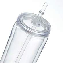 2pcs 16oz Reusable 16oz Acrylic Plastic Clear Tumbler With Lid And Straw, Clear Acrylic PP 16oz Cup With Lid And Straw, For Vinyl UV DTF Packaging - Multicolor - View 6