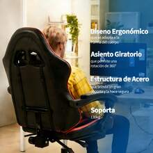 Silla para juegos de cuero artificial del sudeste asiático, no estándar, en rojo y negro - Rojo y negro - Ver 7