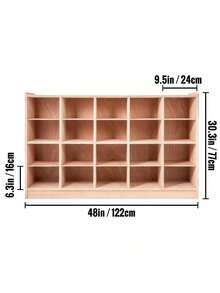 Cubby Mobile Tray Storage Cabinet, 20-Compartment Cubby Storage Shelf, Cubby Storage Cabinet 4 X 5, Classroom Cubbies, Classroom Furniture For Home, Daycare And Preschool, Natural - Apricot - View 10