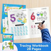 beartale 28 páginas Cuaderno de trabajo de matemáticas Montessori, cuaderno de entrenamiento de control de escritura a mano de números, papel resistente al agua para aprendizaje temprano, ejercicio de concentración, juego de lectura, juguete de educación temprana, material didáctico, práctica de control del bolígrafo, regalo de cumpleaños para niños y niñas - Multicolor - Ver 3