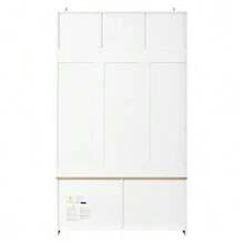 Ensemble armoire avec banc, espace de rangement ouvert et 2 portes – armoire compacte avec 4 crochets, coloris naturel et blanc, dimensions 105 * 40 * 180 cm - Blanc - Voir 10