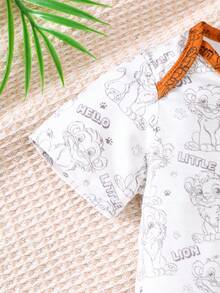 Bộ quần áo thời trang 3 món cho bé trai "Brave Lion Baby" in chữ tiếng Anh, áo liền quần màu trắng, quần short màu cam và mũ tai mèo, trang phục chụp ảnh cho bé sơ sinh, hàng mới năm 2026. - trái cam - Xem 6