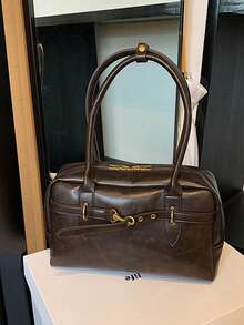 Small Portable Commuter Bag Female 2026 New Fashion Retro Underarm Bag Simple Large-Capacity Shoulder Bag - Coffee - View 3