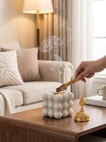 Ceramic Gold Cube Incense Burner, No Electricity Needed, Heat-Resistant Traditional Home Decor, Agarwood Diffuser, Meditation Practice, Spiritual Cleansing - one-size - View 10