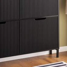 SoBuy Kệ giày có 4 cánh, Tủ giày hẹp, Kệ giày có 4 ngăn, Tủ đựng giày có ngăn kéo, Tủ đựng giày, Màu đen, Rộng x Cao x Sâu Xấp xỉ 100 X 91 X 19 Cm FSR177-L-SCH - màu đen - Xem 9