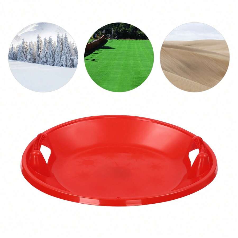 SENDERPICK 1PCS Downhill Snow Scooter Snow Sled Round Snow Sled - Red - View 1
