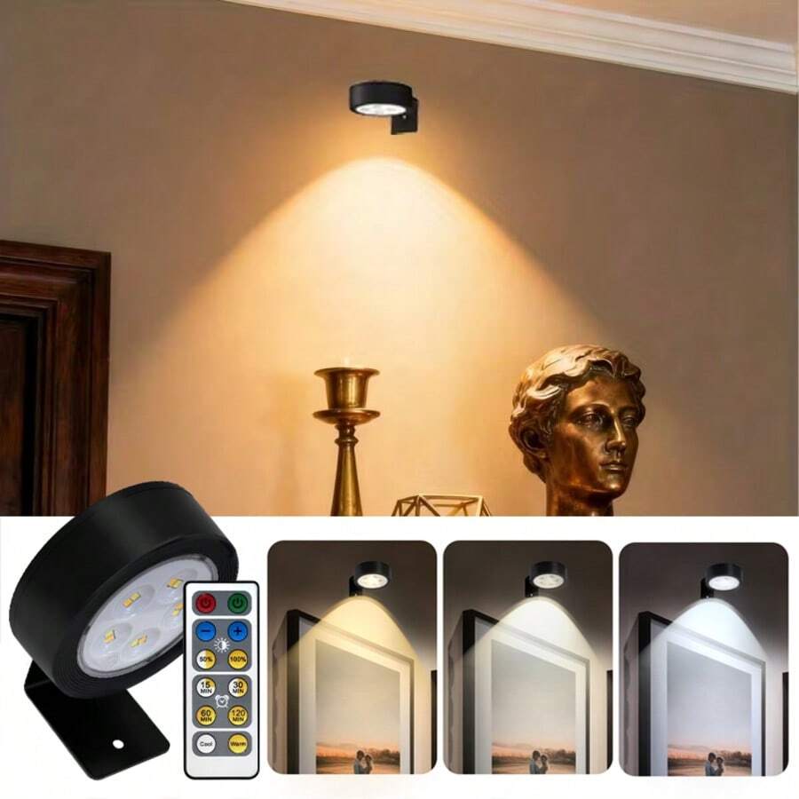 1/3/6pcs Remote-Controlled Wall Lamps, Decorative Night Lights, Home Wall Art Lights, Poster Lighting Fixtures, With 3 Adjustable Brightness Levels And 3 Color Temperatures, Timer Function, Remote-Controlled Night Lights, Headboard Decorative Lighting, Suitable For Bedroom Decor And Ambient Enhancement - Battery Version - View 1