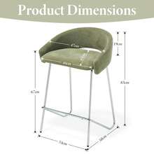 Chairus 2PCS Chenille Bar Stools With Metal Legs And Footrest - Green - View 4