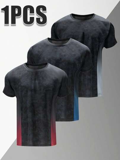 男士轻薄撞色T恤，休闲网眼面料时尚运动跑步健身T恤，夏季