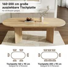 Extendable Dining Table 160/200 X 90 Cm, Ideal For 6 To 8 People, With Rounded Corners And A Thick Top. Simple Style, Oak Finish. - 橡木色 - 查看 6
