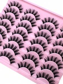 14 Pairs Cartoon Mink Eyelashes, Cat Eye Lashes, Natural Full False Eyelashes, Thick Lashes Extension, Travel Makeup Tools, Fluffy Soft Lash Strips, Dramatic Lashes, Suitable For Daily, Wedding, Date, Party, Music Festival And Halloween - 自然纖長款 - 查看 5