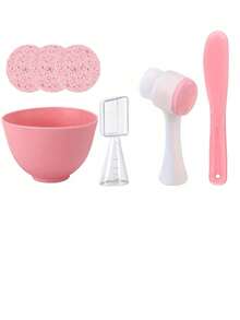 3/4/5/6/7/8/9/10pcs Facial Cleansing Brush, Skin Care Spa Face Mask Tools Set, Soft Bristle Manual Cleansing Brush, Makeup Sponge, Silicone Mixing Bowl & Spatula, Mixing Spatula, Gentle Brush, Adjustable Headband & Measuring Cup 2-In-1 Tool Set, Portable Travel Skincare Kit - A - View 12