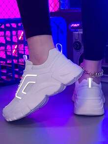 Women's Casual Lace Up Sneakers, White Fashion Shoes With Platform Sole - Perfect Gift - trắng - Xem 6