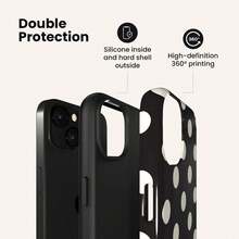 VESPOP Ốp điện thoại chống sốc màu đen thời trang chấm bi, tương thích với iPhone 17/16/15/14/13/12/11 Pro Max/Pro Plus/12 Mini/13 Mini, Galaxy S26 S25 S24 S23 S22 S21 Plus Ultra, phiên bản quốc tế, không phải phiên bản nội địa. Quà tặng sinh nhật - màu đen - Xem 4