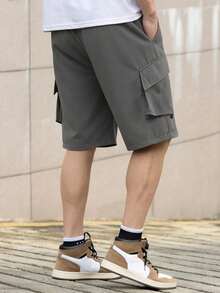 Herren lässige weite Taschen Cargo Shorts im Straßen-Stil, Gothic-Stil Shorts, Dopamin, Outdoor funktionaler Stil, Herren Lässig Shorts, Sport Shorts, weite khakifarbene Shorts, funktionale Shorts, Laufshorts, weite Passform - Grau - Übersicht 2