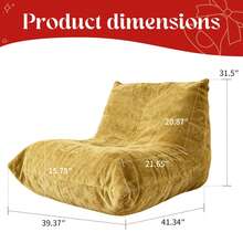 Bionic, Caterpillar-Shaped Beanbag For The Floor, Single Seat For Adults With Highly Elastic Foam – Ideal For Living Rooms, Bedrooms And Playrooms. - Màu vàng - Xem 7