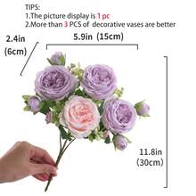 1/3pcs Artificial Peony Flowers, Reusable Fake Peony Bouquet - Home Indoor Decor, Artificial Flower Arrangement Center Decor, Outdoor Garden Yard Decor, Wedding Birthday Party Decor - Vase Not Included - Purple - View 3