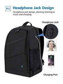 1pc Stylish And Minimalist Camera Bag, Waterproof Photography Bag, Outdoor Backpack Charger Case Office Must Haves Digital Bag Cable Camera Bag Electronic Data Cable Organizer Storage Power Bank Cover For Wallet Travel Camera Bag Women Man Child's Christmas Gifts Essential Teacher Supplies Waterproof Lightweight Large Capacity Portable Accessories - 黑色 - 查看 6