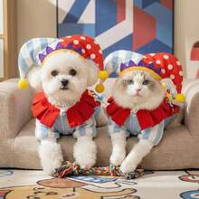 2-Legged Hooded Pet Outfit - Circus Style Clown Cosplay, Birthday Party Pet Clothes For & Cats, Autumn Winter Spring - Multicolor - View 1
