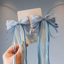 1 Pair Bow Knot Tassel Hair Clips, Braided Hair Clips, Fashion Versatile, Suitable For Travel, Vacation, Birthday Party, Christmas, Halloween And Daily Styling - Multicolor - View 7