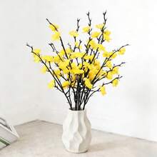 Eight Pure White Artificial Plum Blossoms, With Full, Three-Dimensional Shapes That Are Resistant To Fading. These Lifelike Flowers Are Perfect For Weddings, Parties, Home Décor, Outdoor Garden Decorations, And Exhibitions, Making Them The Best Gift Choice. - Hua-002-8-huang - View 6