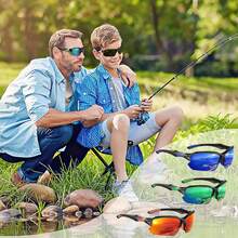 ¡RecomendadoGafas de Sol Deportivas Polarizadas Hombre y Mujer,Gafas Deportivas Ciclismo,Protección UV400,Adecuadas Senderismo,Deportes,Pesca,Ciclismo,Etc¡Top de Temporada - Azul oscuro + Verde + Naranja - Ver 7