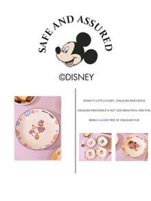 Disney Plato de cena de cerámica con diseño de dibujos animados, plato redondo de estilo crema de 8 pulgadas, juego de plato, tazón y taza, vajilla de alta calidad para uso doméstico - Multicolor - Ver 7