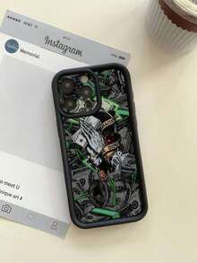 1個 ブラックフォンケース ドルマークパターンとマイクロホールデザインでカメラを保護するする iPhone17/iPhone17 Air/iPhone17 Pro/iPhone17 Pro Max/16 Pro Max/15 Pro Max/14 Pro Max/13 Pro Max/12 Pro Max/11 Pro Maxに適しています - ブラック - チェックする 4