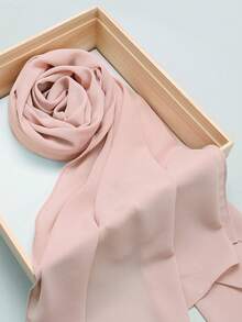 1pc Versatile Casual Solid Color Chiffon Scarf For Dress - Baby Pink - View 5