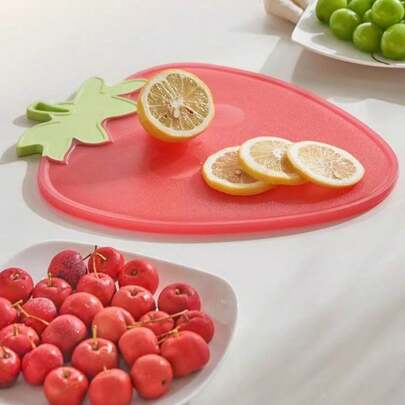 1pc Pink Antibacterial Double-Sided Cutting Board, New Year Valentine's Day Home Essentials, Strawberry Grapefruit Cartoon Kitchen Chopping Board