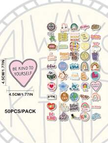 50/100 piezas Pegatinas de vinilo con diseños de corazones amistosos y chihuahuas, adecuadas para scrapbooks, diarios, portátiles, cajas de almacenamiento, patinetas, botellas de agua, computadoras - Multicolor - Ver 9