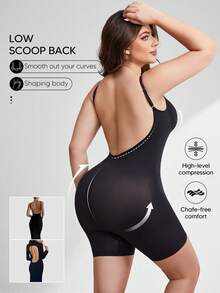 1 pieza Body con espalda descubierta, transpirable y con control de abdomen para mujer, con tirantes ajustables, adecuado para usar por capas - Negro - Ver 2