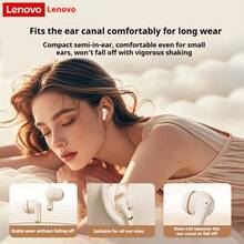 Lenovo True Wireless Bluetooth Earphones, Semi-In-Ear Headphones, Music, Sports, and Gaming Headphones, Ultra-Long Battery Life, High-Quality Sound, Bluetooth 5.4, Comfortable Wear, EA110 Moon Rock White - 均碼 - 查看 4