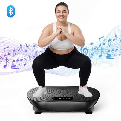 MERACH Vibration Plate Exercise Machine, Vibrating Platform For Lymphatic Drainage Weight Loss Muscle Activation, Full Body Home Exercise Equipment With LED Touch Screen Bluetooth Pull Cord