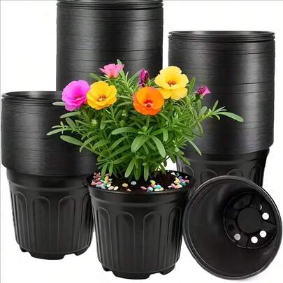 10 piezas de macetas de plástico para semilleros con agujeros de drenaje, hechas de material grueso y duradero, diseño transpirable anti-encharcamiento, adecuadas para el cultivo de suculentas, vegetales, propagación de plantas y trasplante en el jardín doméstico, un práctico set básico de macetas para el cultivo de semilleros.