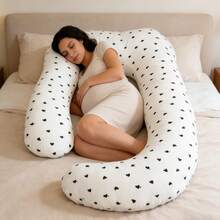 Pregnant Woman Pillow, U-Shaped Full Body Pillow-Detachable Pillowcase Extra Large Size-Gray-Sleeping Pregnant Woman Pillow-Adult Body Pillow, Pregnant Woman Pillow And Pregnancy Essential Mother Day Gift - 黑與白 - 查看 1